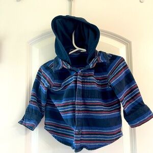 Old Navy striped hooded flannel sweatshirt for toddler- 12-18 months